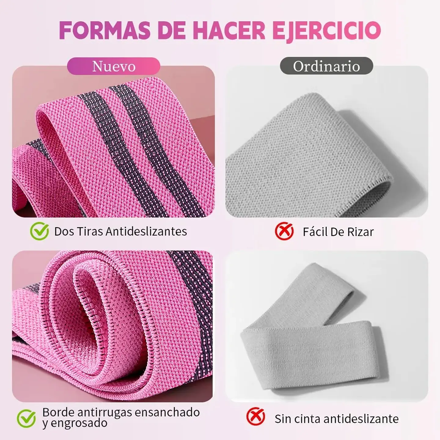 Bandas de Elasticas para piernas y glúteos, tela antideslizante, 3 niveles 3
