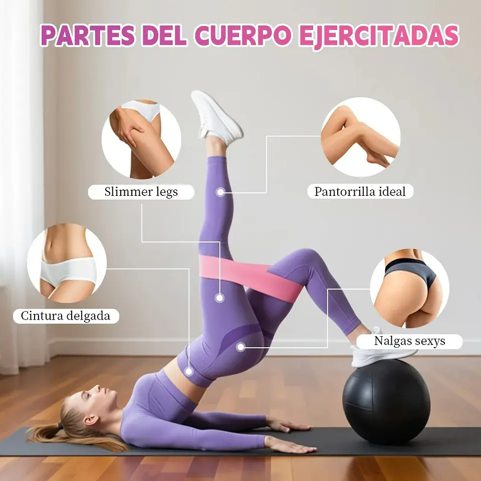 Bandas de Elasticas para piernas y glúteos, tela antideslizante, 3 niveles 4