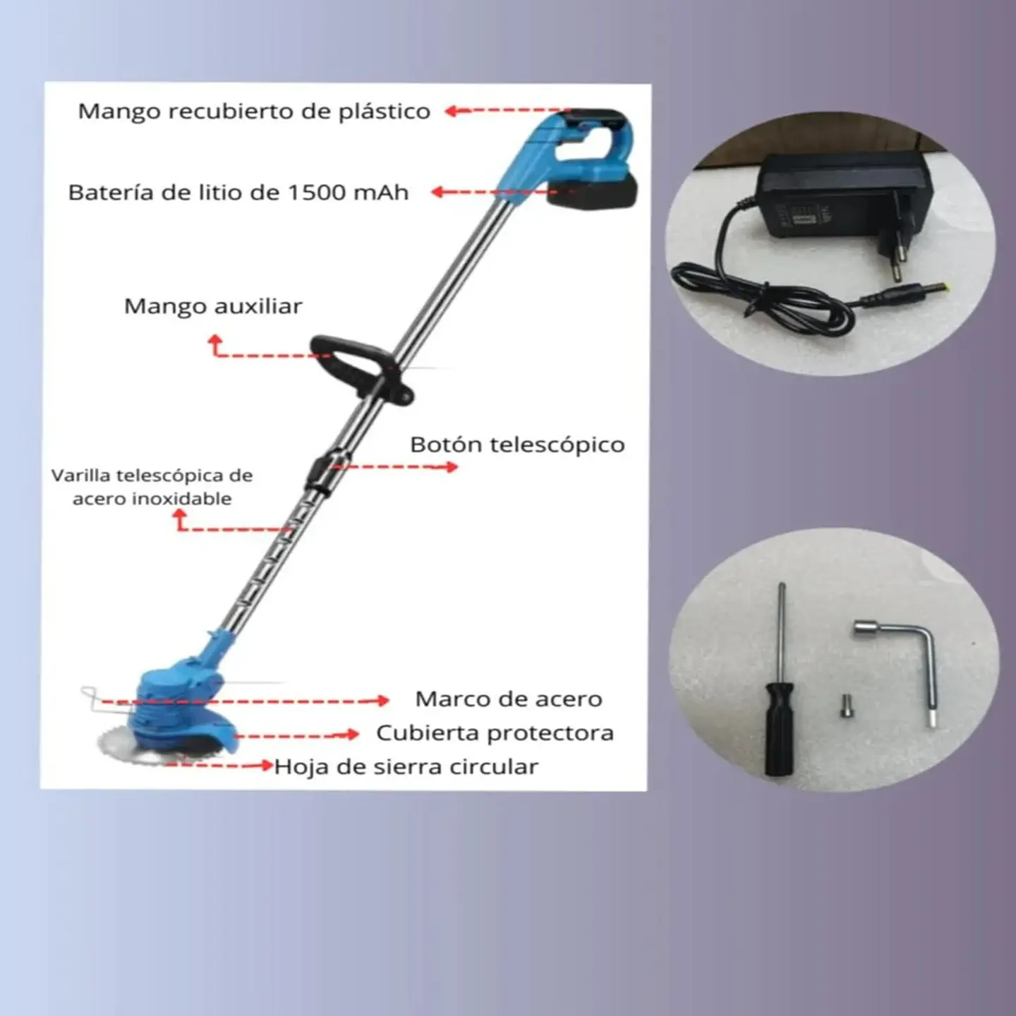 SET DE JARDIN CORTADORA DE CESPED TIJERA PODAR Y MINI MOTOSIERRA 5