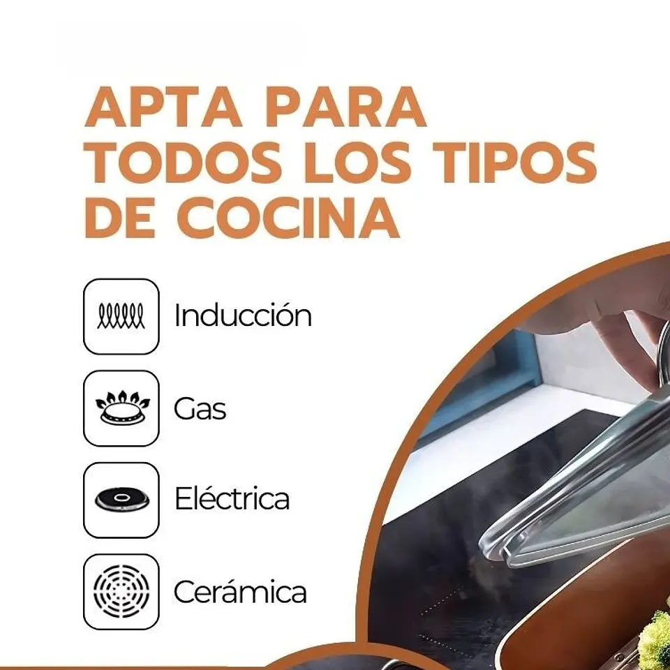 Olla De Cobre Multiuso Antiadherente Cesta Freír Cerámica con accesorios 5