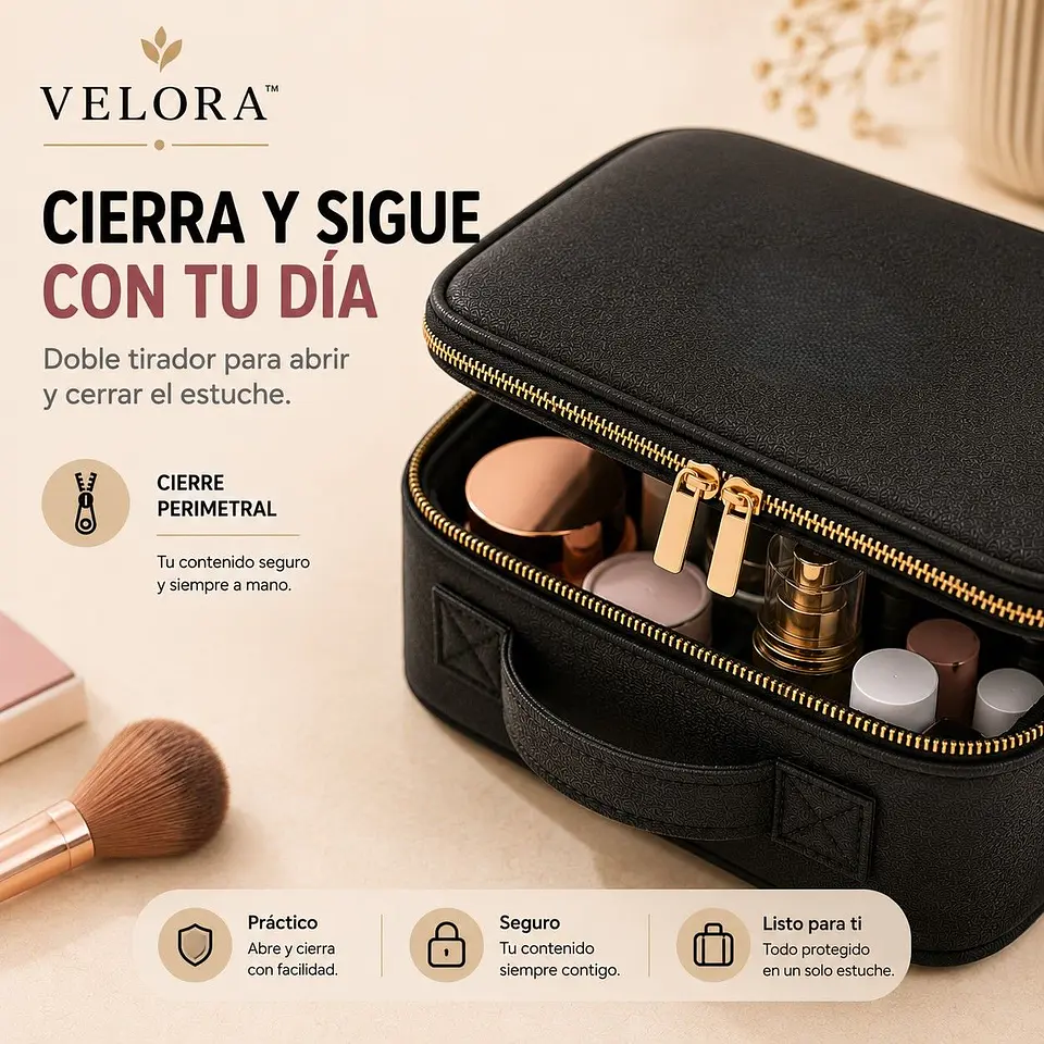 MOVI Cosmetiquero Maleta Organizador de Maquillaje con Espejo y Luz LED 5