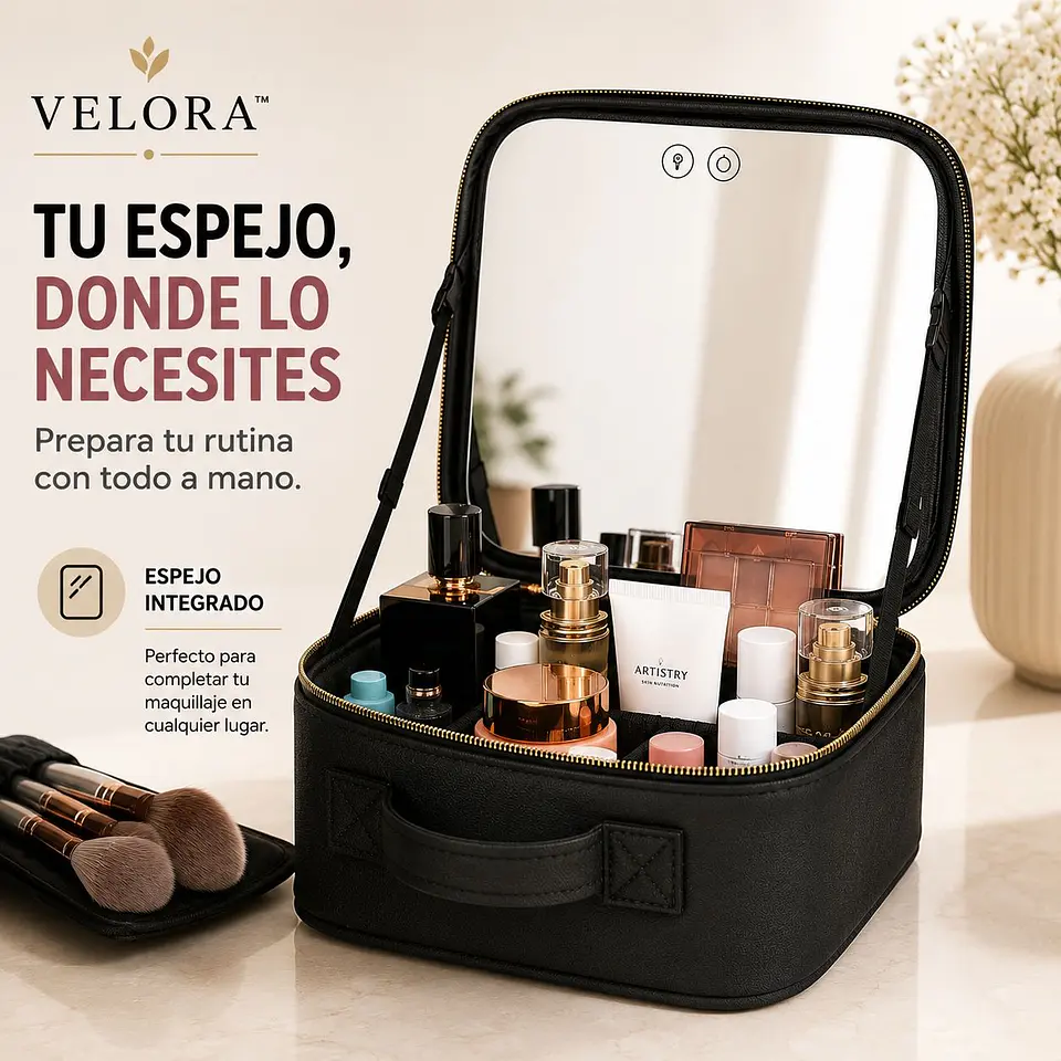 MOVI Cosmetiquero Maleta Organizador de Maquillaje con Espejo y Luz LED 7