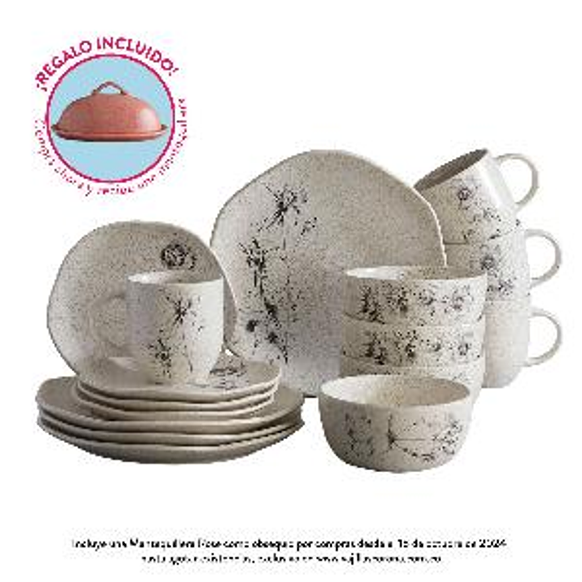 Vajilla Corona Elea 4 Puestos 16 Piezas + 1 Mantequillera Rosé 2