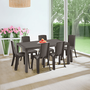 Combo Comedor Familiar Eterna (1 Mesa + 6 Sillas Sin Brazos)