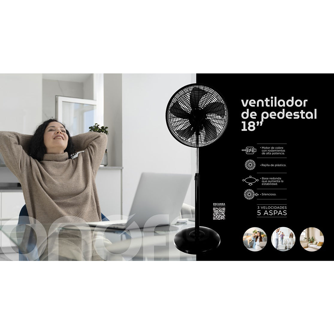 Ventilador de Pedestal 18' / OnOff 3