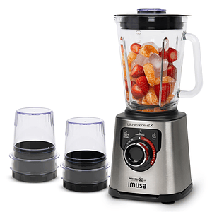Licuadora Profesional Imusa Ultraforce 2x 1100w 2l Plateada + Picatodo + Molino