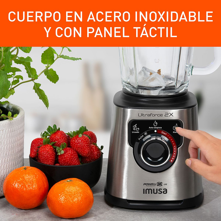 Licuadora Profesional Imusa Ultraforce 2x 1100w 2l Plateada + Picatodo + Molino 4