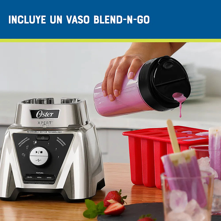 Licuadora Xpert Series™ + Blend-N-Go Niquelada / Oster 12