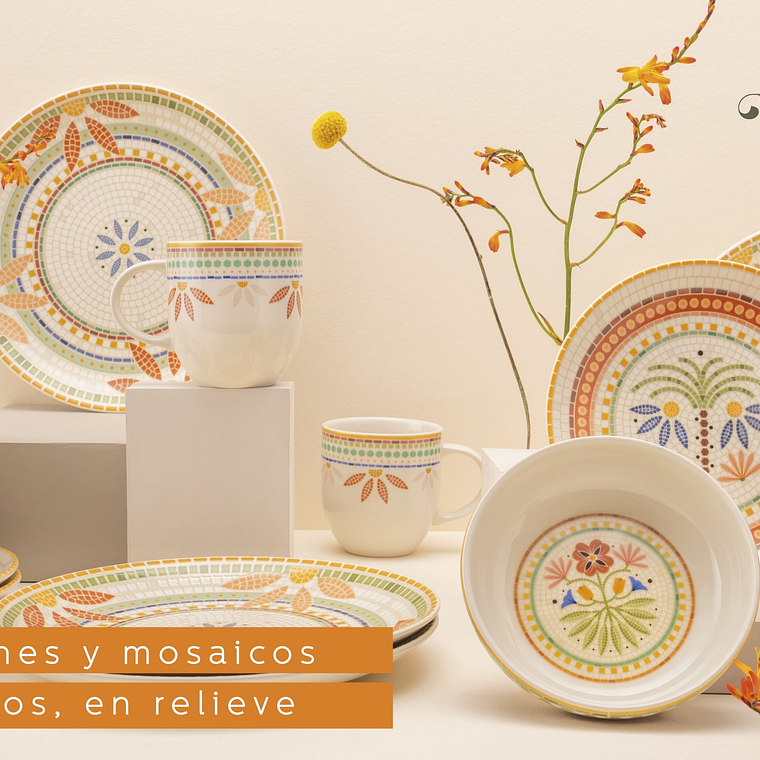 Vajilla Corona Fiore 4 Puestos 16 Piezas 5