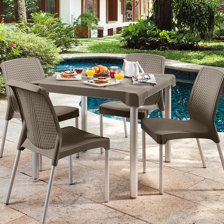 Combo Shia: Mesa + 4 Sillas Mocca sin Brazo / Rimax 2