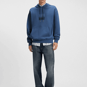 SUDADERA CON CAPUCHA RELAXED FIT DE FELPA DE ALGODÓN CON LOGO EN DOS PARTES SUDADERA RELAXED FIT HOMBRE