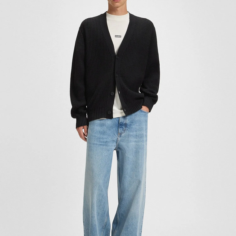 BUZO RELAXED FIT CON ESTRUCTURA DE CANALÉ CARDIGAN RELAXED FIT HOMBRE 1