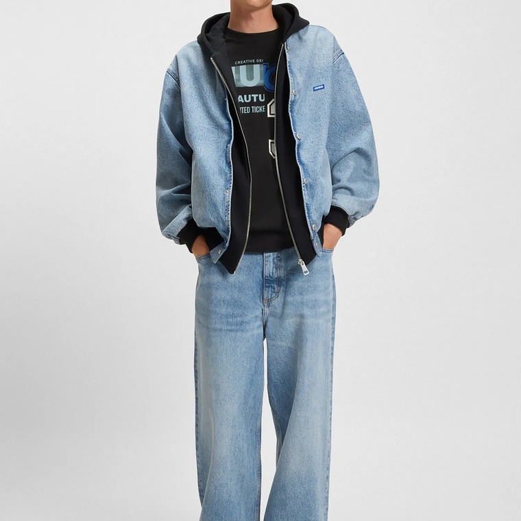 CAMISETA DE PUNTO DE ALGODÓN CON ILUSTRACIÓN DE LOGO PLAYERA LOOSE FIT HOMBRE 4