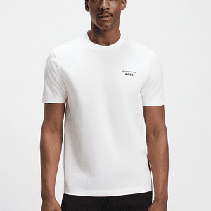 CAMISETA PORSCHE X BOSS DE ALGODÓN MERCERIZADO CON ILUSTRACIÓN DE TARGA PLAYERA REGULAR FIT HOMBRE