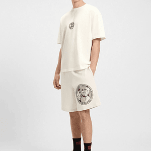 CAMISETA DE PUNTO DE ALGODÓN CON ILUSTRACIÓN DE BOXEO PLAYERA OVERSIZE FIT HOMBRE