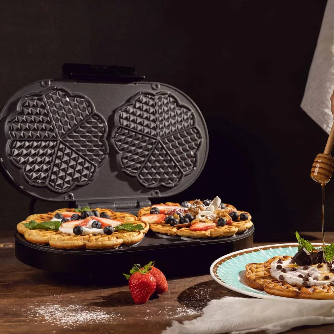 Waflera Eléctrica 2 Puestos Negro / Home Elements 3