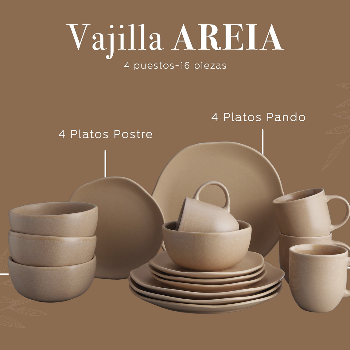 Vajilla Corona Areia 4 Puestos 16 Piezas 5