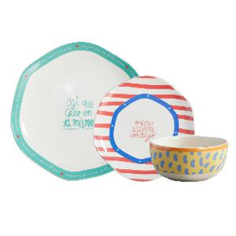 Vajilla Corona Mensajes de Poder By Jose & Cami 4 Puestos 12 Piezas 2