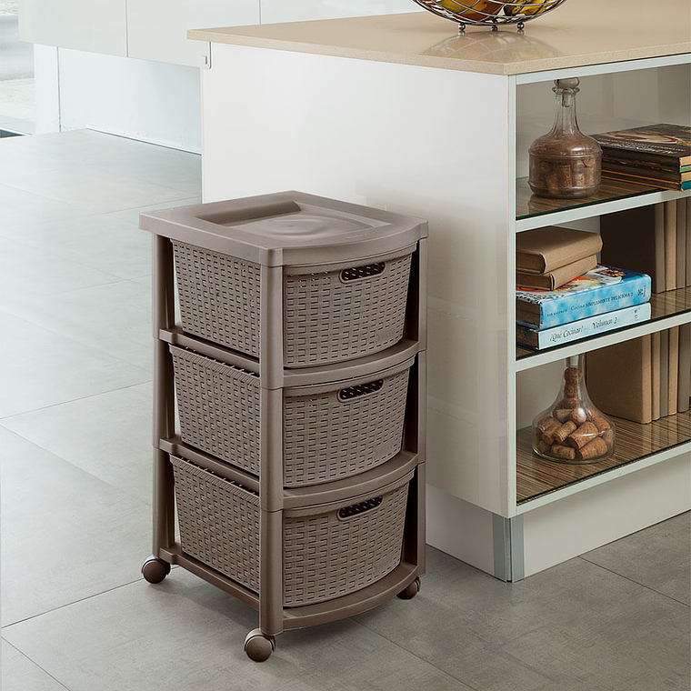 Cajonero Apariencia Rattan 3 Gavetas Altas 3