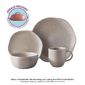 Vajilla Corona Concreto 4 Puestos 16 Piezas + 1 Mantequillera Rosé