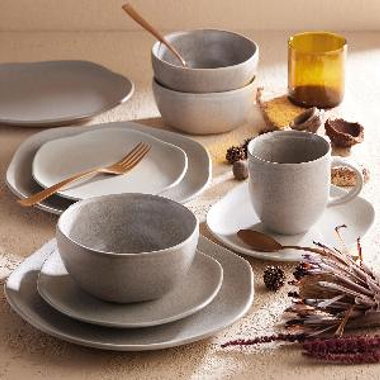 Vajilla Corona Concreto 4 Puestos 16 Piezas + 1 Mantequillera Rosé 3