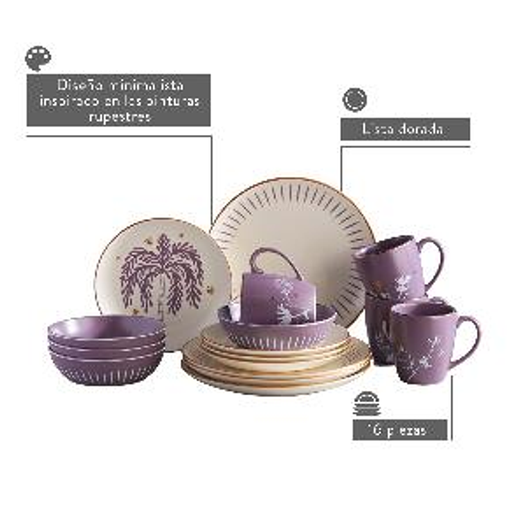Vajilla Corona Alani 4 Puestos 16 Piezas 2
