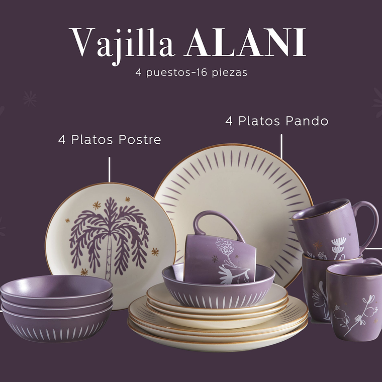 Vajilla Corona Alani 4 Puestos 16 Piezas 5