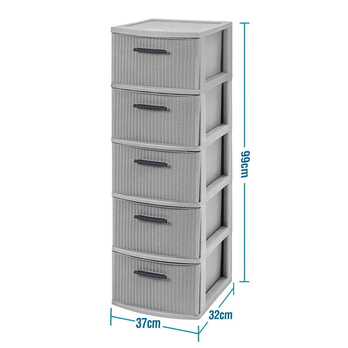 Cajonero 5 Niveles Gris Línea Crochet / MQ 2