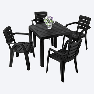 Combo Comedor Barú Trendy (1 Mesa + 4 Sillas Con Brazos)