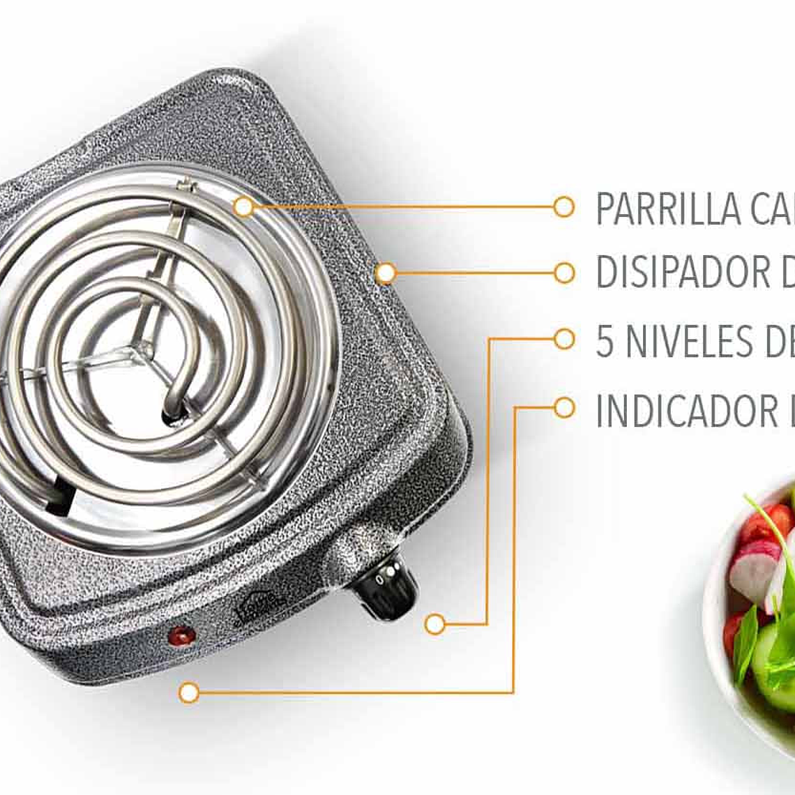 Estufa Eléctrica 1 Puesto Gris / Home Elements 2