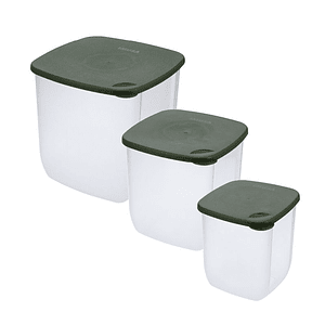 Juego de Recipientes Herméticos IMUSA TERRA Cuadrados 4L, 2L, 1L Verde