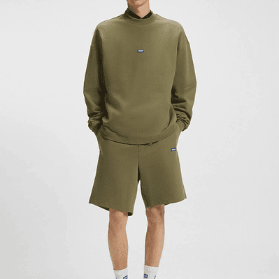 SHORTS DE FELPA DE ALGODÓN CON PARCHE DE LOGO SHORTS REGULAR FIT HOMBRE