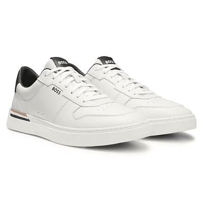 TENIS DE PIEL CON DETALLES DE LOGO TENIS HOMBRE