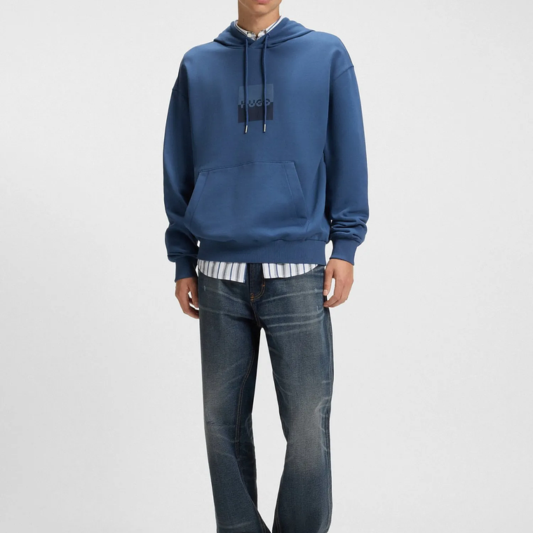 SUDADERA CON CAPUCHA RELAXED FIT DE FELPA DE ALGODÓN CON LOGO EN DOS PARTES SUDADERA RELAXED FIT HOMBRE 1