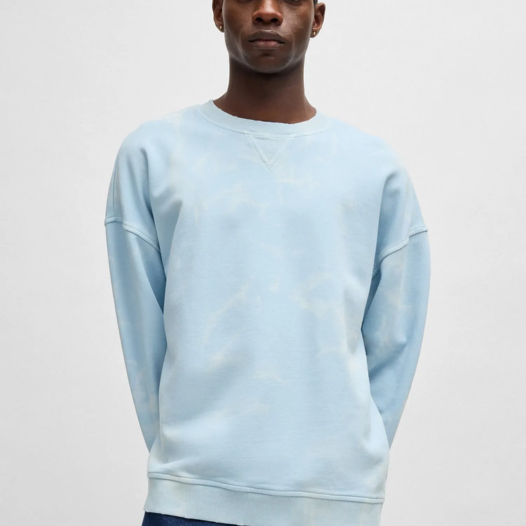 BUZO LOOSE FIT EN FELPA DE ALGODÓN EN EFECTO TEÑIDO CON NUDOS HOMBRE 3