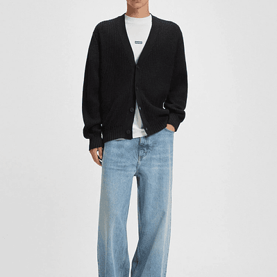 BUZO RELAXED FIT CON ESTRUCTURA DE CANALÉ CARDIGAN RELAXED FIT HOMBRE