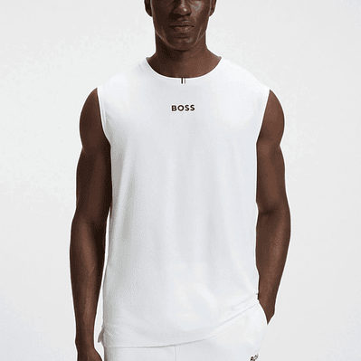 CAMISETA DE TIRANTES DEPORTIVA DE TEJIDO ELÁSTICO CON RAYAS TRASERAS PLAYERA REGULAR FIT HOMBRE