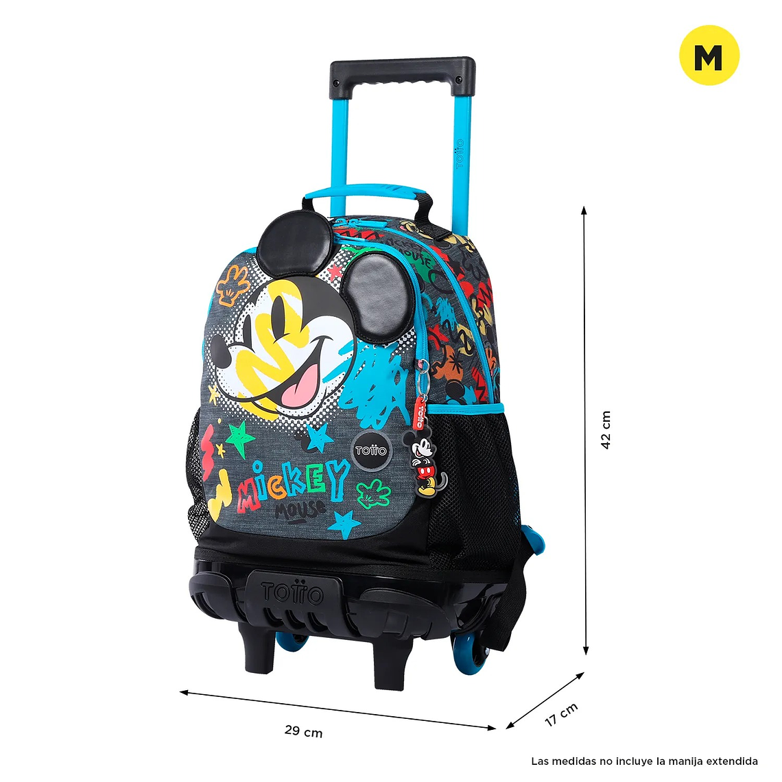 Morral con Ruedas para Niño Mickey Mediano Gris 2