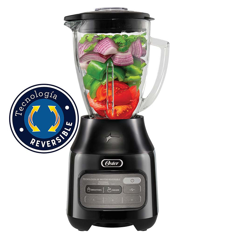 Oster® Licuadora con Tecnología Reversible, Vaso de Vidrio, Negro 1