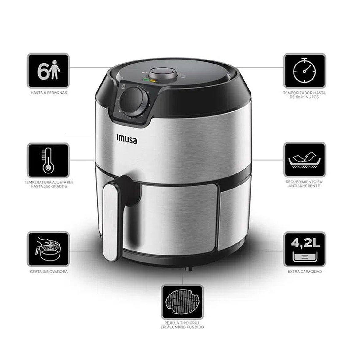 Freidora de aire 4.2 litros Easy Fry Grill 2 en 1 / Imusa 4