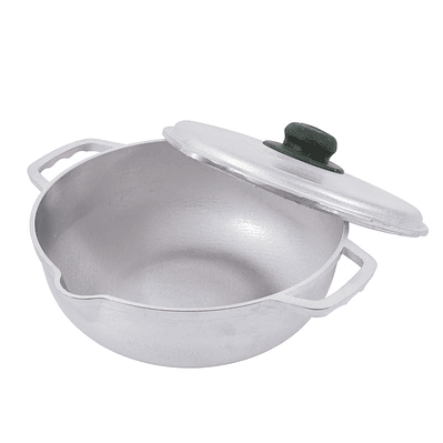 Caldero Redondo UNIVERSAL 24 centímetros, Con vertedero/ Tapa Fundida/ Aluminio/ Pomo Ecológico/ Sistema Cortagotas/ Freir/ Arroces/ Sopas y Caldos