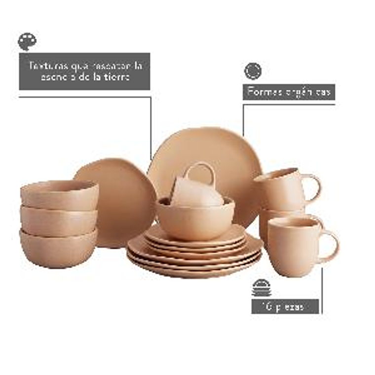 Vajilla Corona Areia 4 Puestos 16 Piezas 2