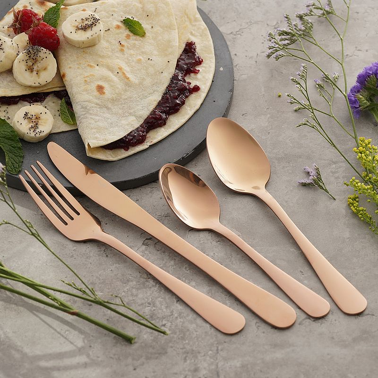 CUBIERTOS GOLDEN ROSE 16 PIEZAS 4