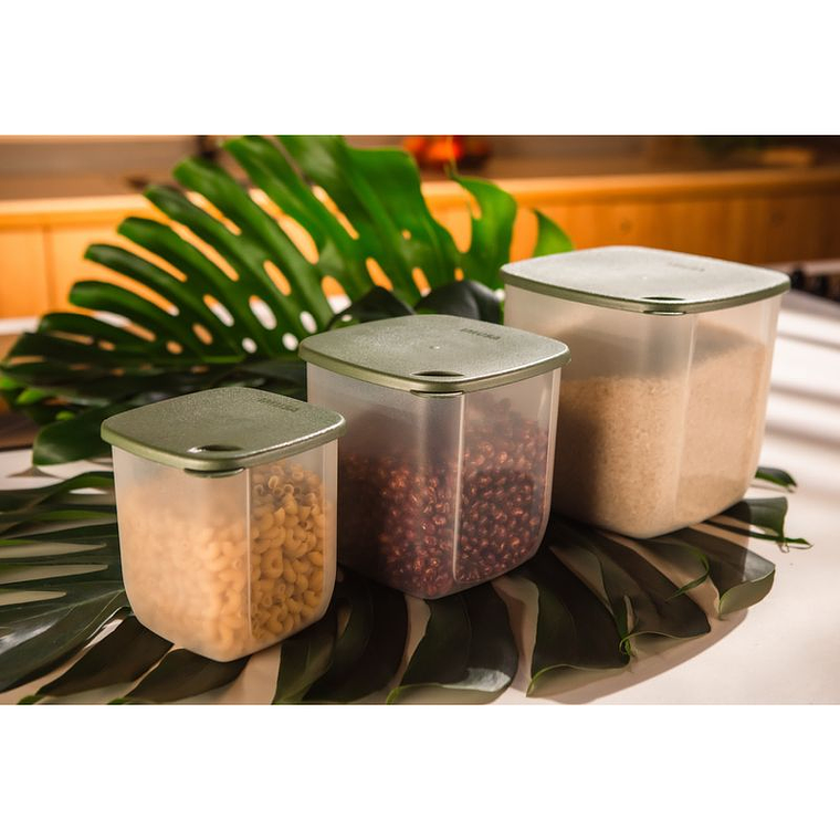 Juego de Recipientes Herméticos IMUSA TERRA Cuadrados 4L, 2L, 1L Verde 5