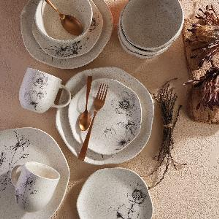 Vajilla Corona Elea 4 Puestos 16 Piezas + 1 Mantequillera Rosé 4