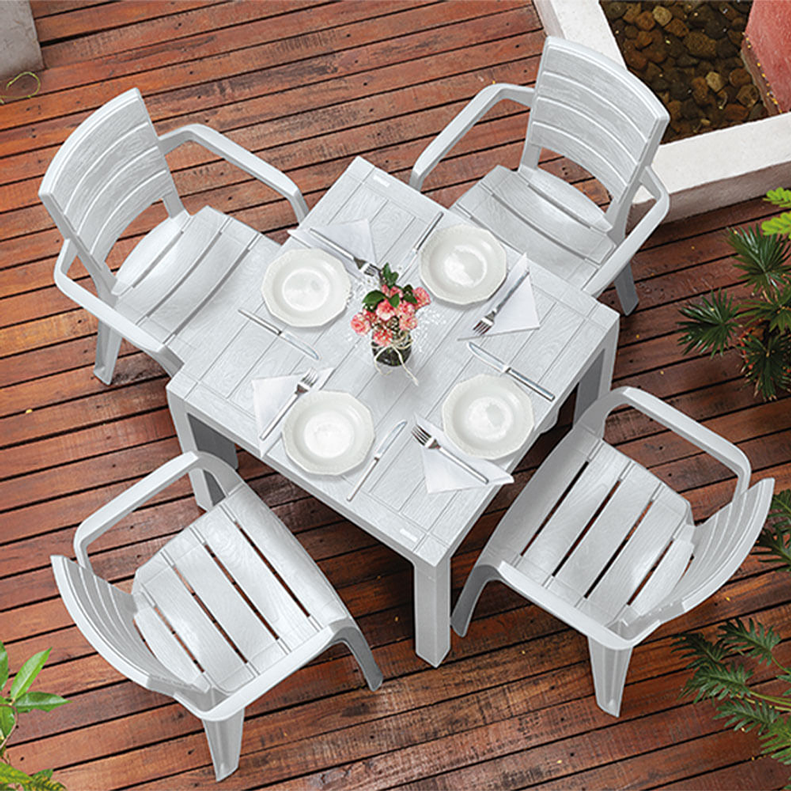 Combo Comedor Barú (1 Mesa + 4 Sillas Con Brazos) 3