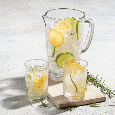 Set Jarra + Vaso Rayas Tu Mesa x 5 Unidades