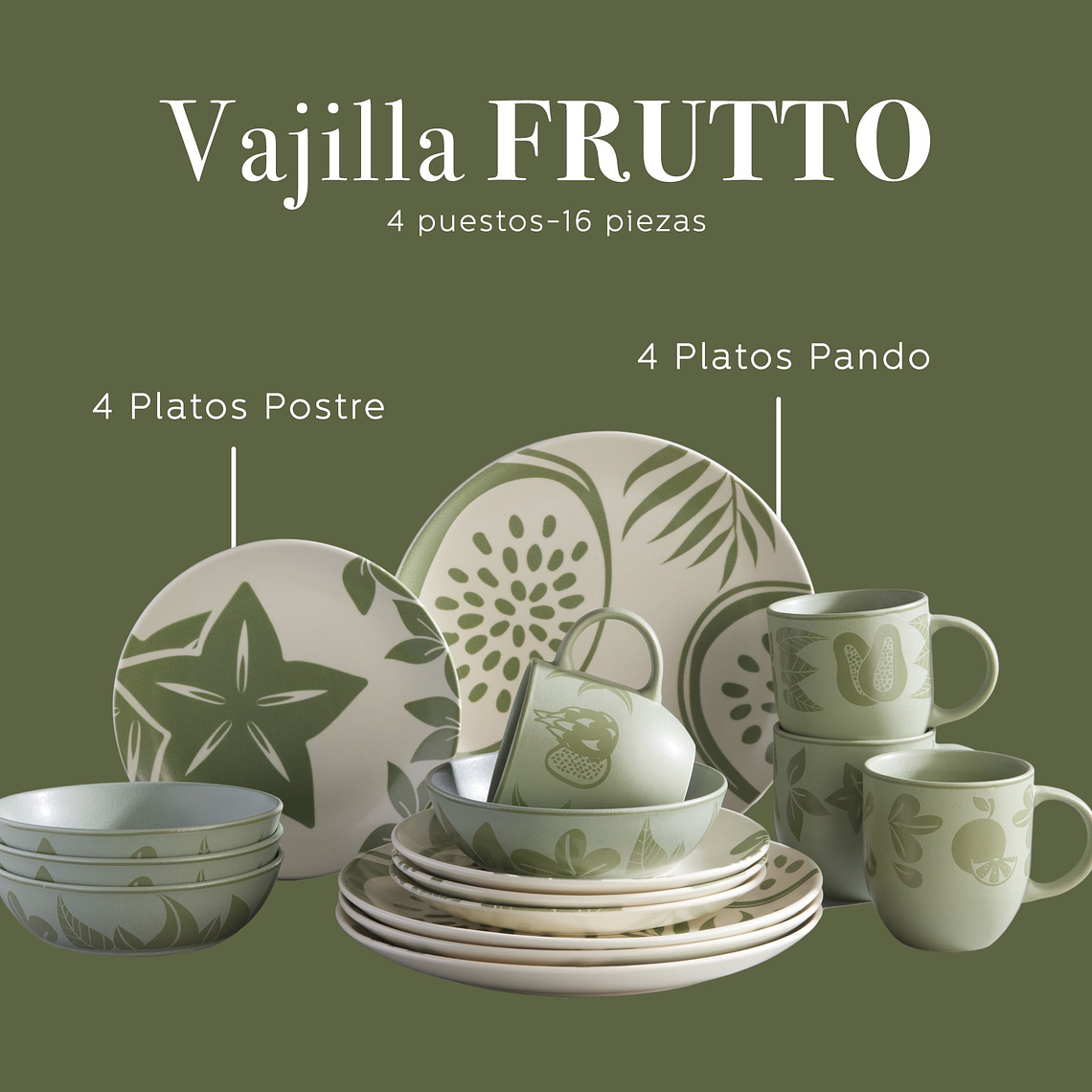 Vajilla Corona Frutto 4 Puestos 16 Piezas 5