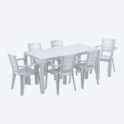 Combo Comedor Familiar Barú (1 Mesa + 6 Sillas Con Brazos)