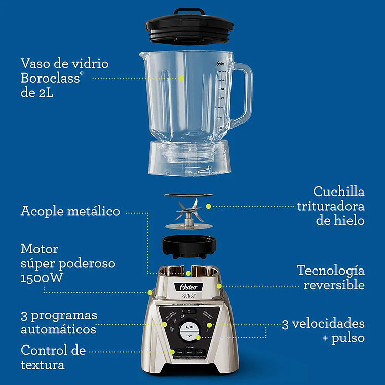 Licuadora Xpert Series™ + Blend-N-Go Niquelada / Oster 13